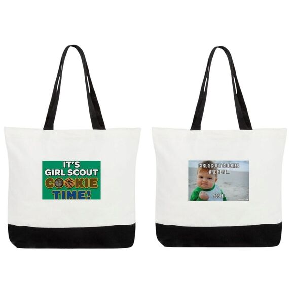 🔸️Cream & Black Colorblock Canvas Girl Scout Large Tote Bag - Picture 1 of 13